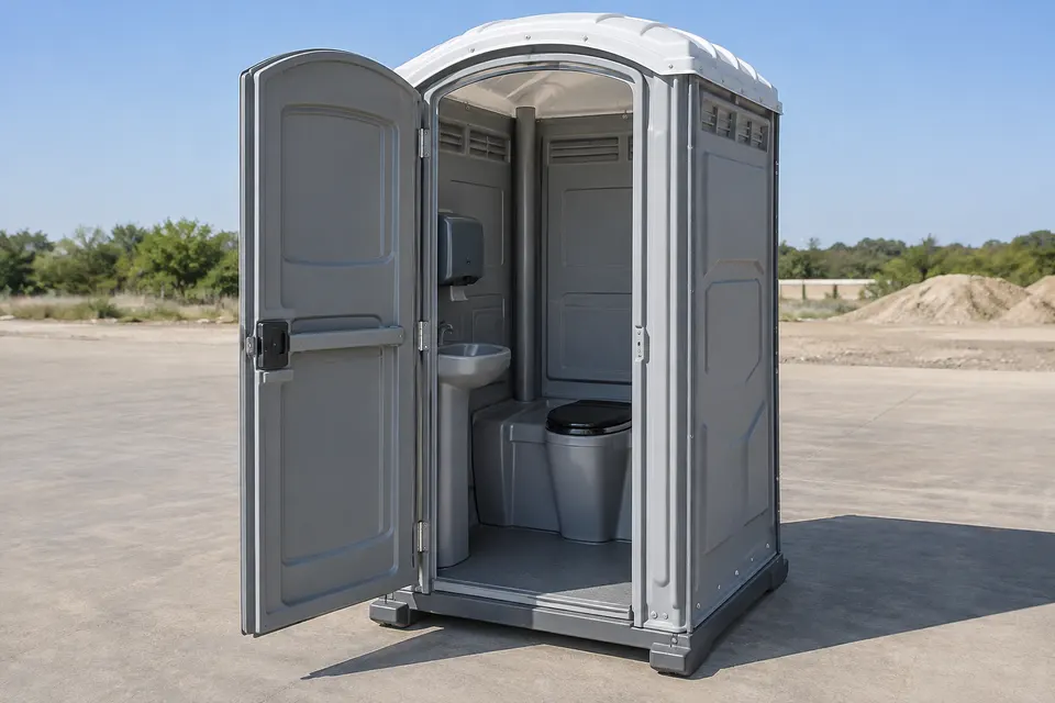 Deluxe portable toilets equipment illustration